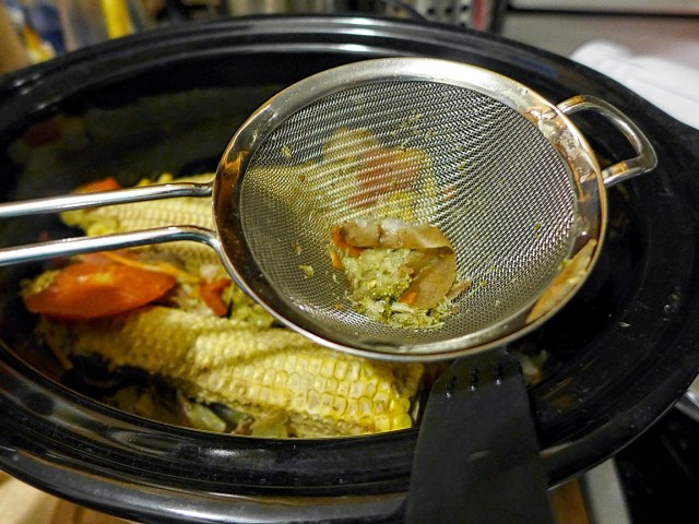 Vegetable scraps in a crock pot