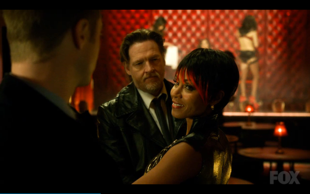 Fish Mooney checking out the fresh meat -- and milk