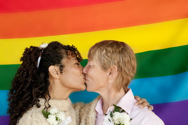 marriage equality lesbian couple kissing