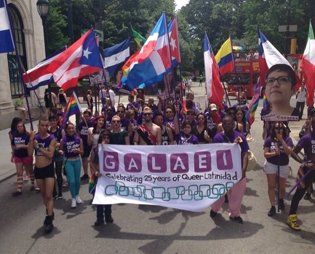 GALAEI marches with Gloria's Cardboard Cutout at 2014 Philly Pride. via GALAEI