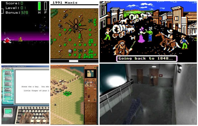 Old games: Spectre, Sim Ant, Oregon Trail, Mavis Beacon Teaches Typing, Pharaoh, Resident Evil.
