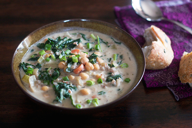Chickpea & Rice Soup With A Little Kale