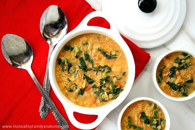 Creamy Red Lentil and Kale Soup