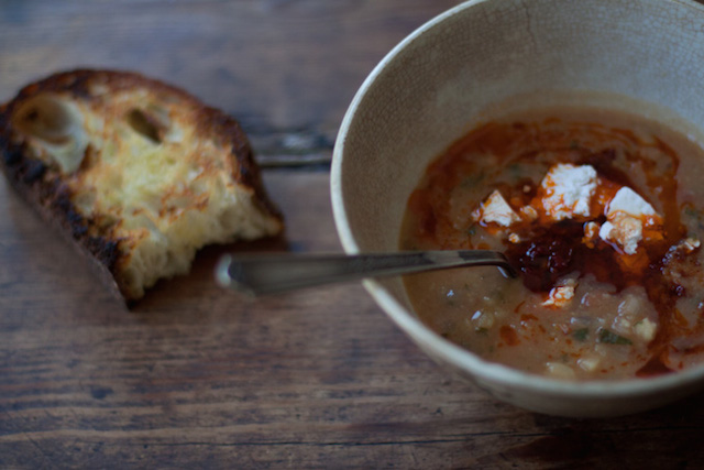 Dried Fava Soup with Mint and Guajillo Chiles
