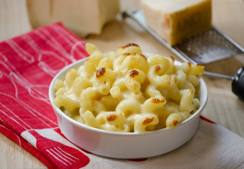 Gruyere Cheddar Melted Leek mac and cheese