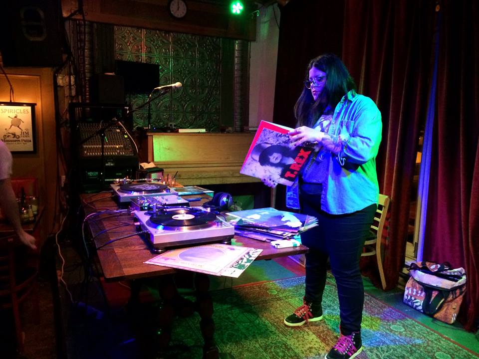 The makeshift DJ booth at Temporary Lesbian Bar