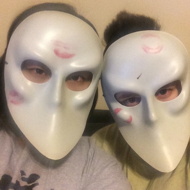 Us in our masks...at home...because that is a normal thing to do, right? Reassure me...