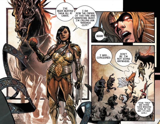 Sera talking to Angela. Art by Phil Jimenez