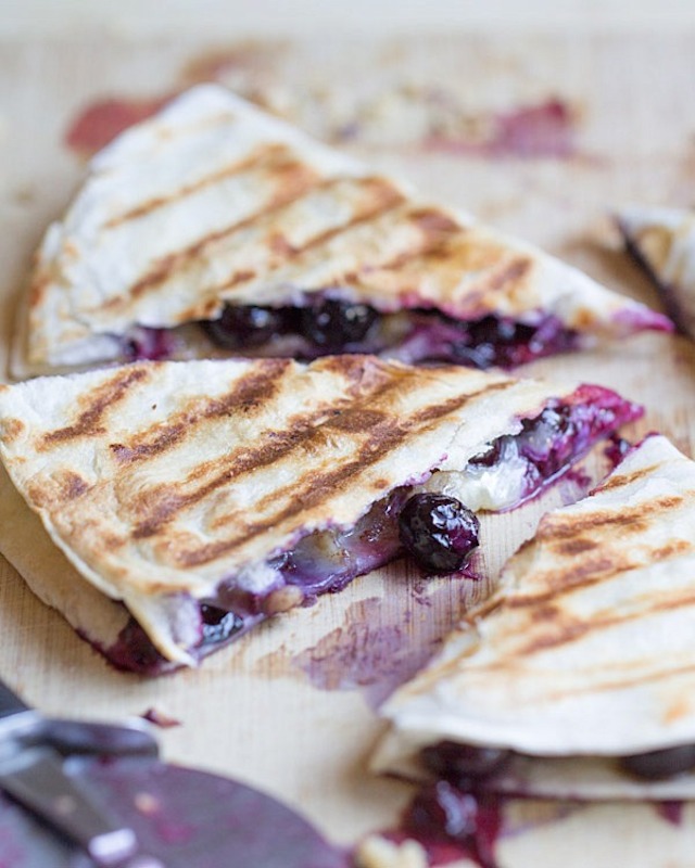 Blueberry, Brie, and Walnut Quesadilla