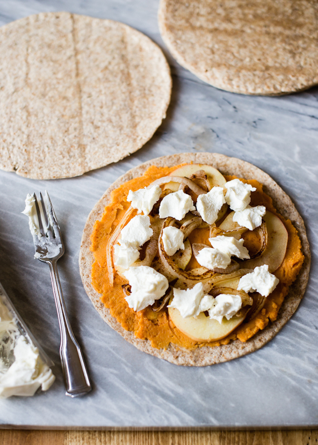 Sweet Potato Quesadilla with Goat Cheese and Apples