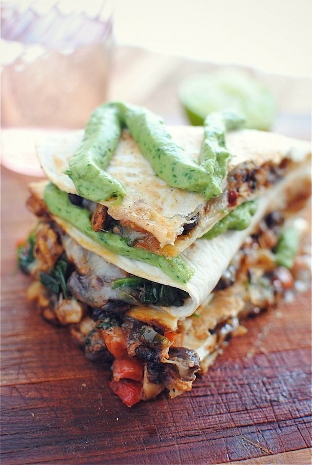 Tempeh and Black Bean Quesadilla