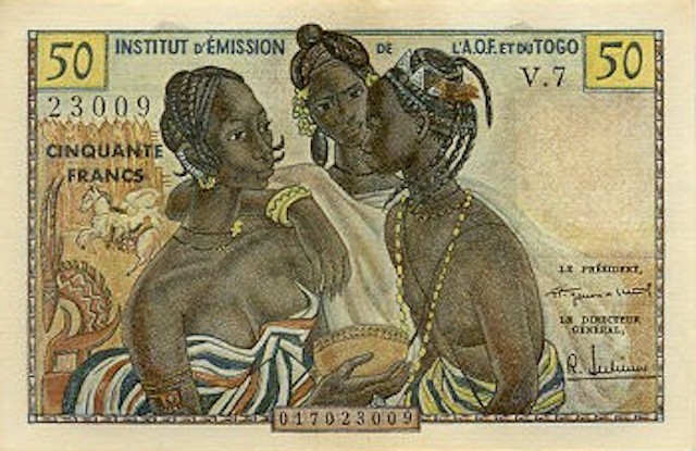 french west africa 50 Francs ND(1956)