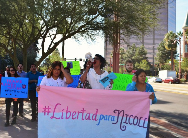 Community members march to ICE Headquarters in Phoenix in January 2015 via Maria Inés Taracena for the Tucson Weekly