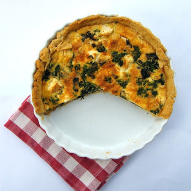 mushroom spinach and feta quiche