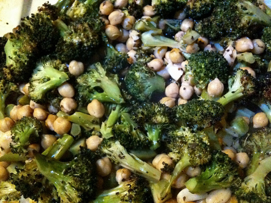 forty clove chickpeas and broc