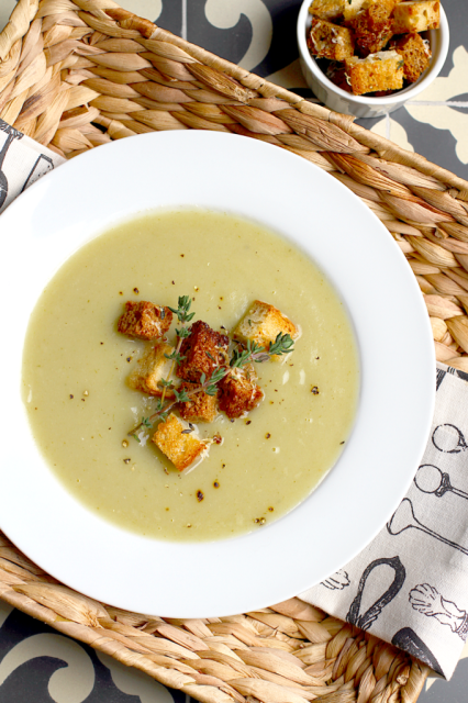 potato and green garlic soup