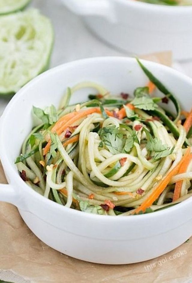 Cucumber Noodles + Spicy Sesame Soy Dressing