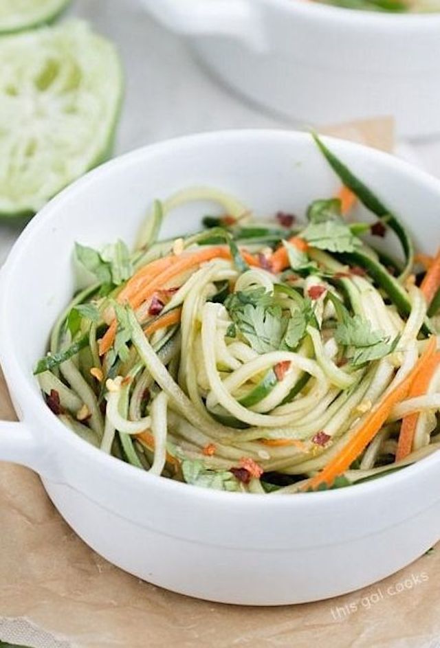 Cucumber Noodles + Spicy Sesame Soy Dressing