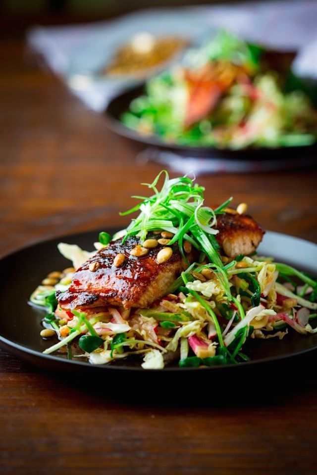 Hot and Sweet Slaw with Jerk Spice Salmon