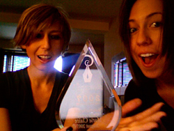 Me & Alex with my sweat drop award, 2007