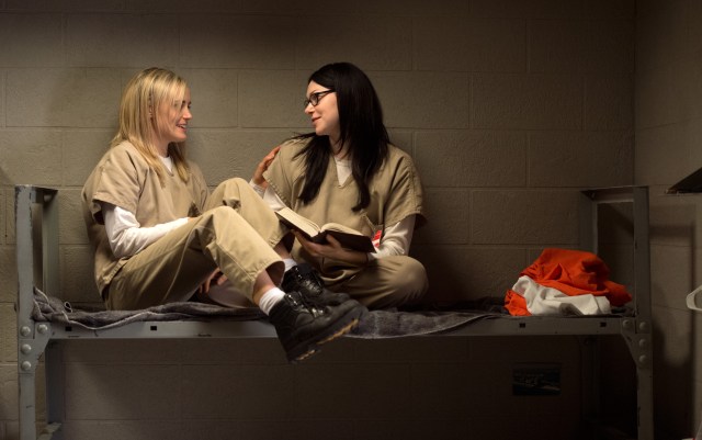 Taylor Schilling and Laura Prepono in season 3 of Netflix's "Orange is the New Black." Photo Credit: JoJo Whilden/Netflix