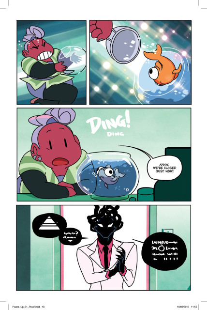 Amie and Silas have an unexpected visitor in Power Up #1. Art by Matt Cummings.