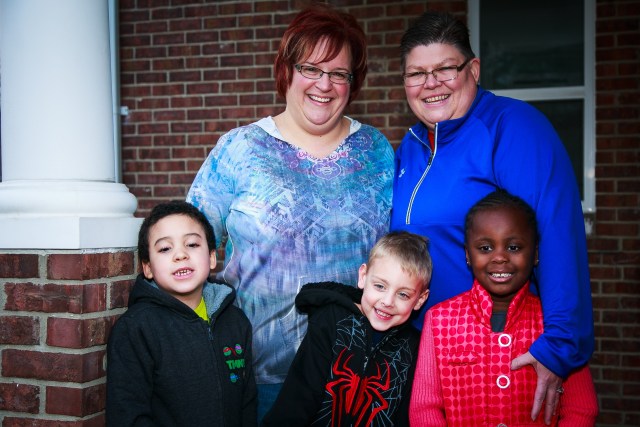 April DeBoer and Jane Rowse with three of their children, via GLAD