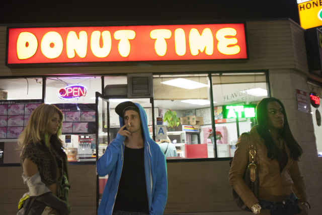 Kitana Kiki Rodriguez, James Ransone and Mya Taylor in TANGERINE, a Magnolia Pictures release. Photo courtesy of Magnolia Pictures.