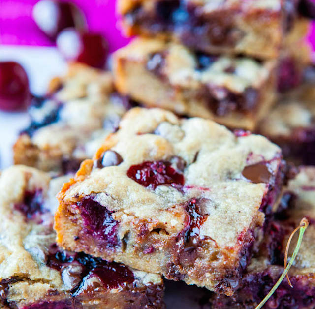 Chocolate Chip and Cherry Blondies