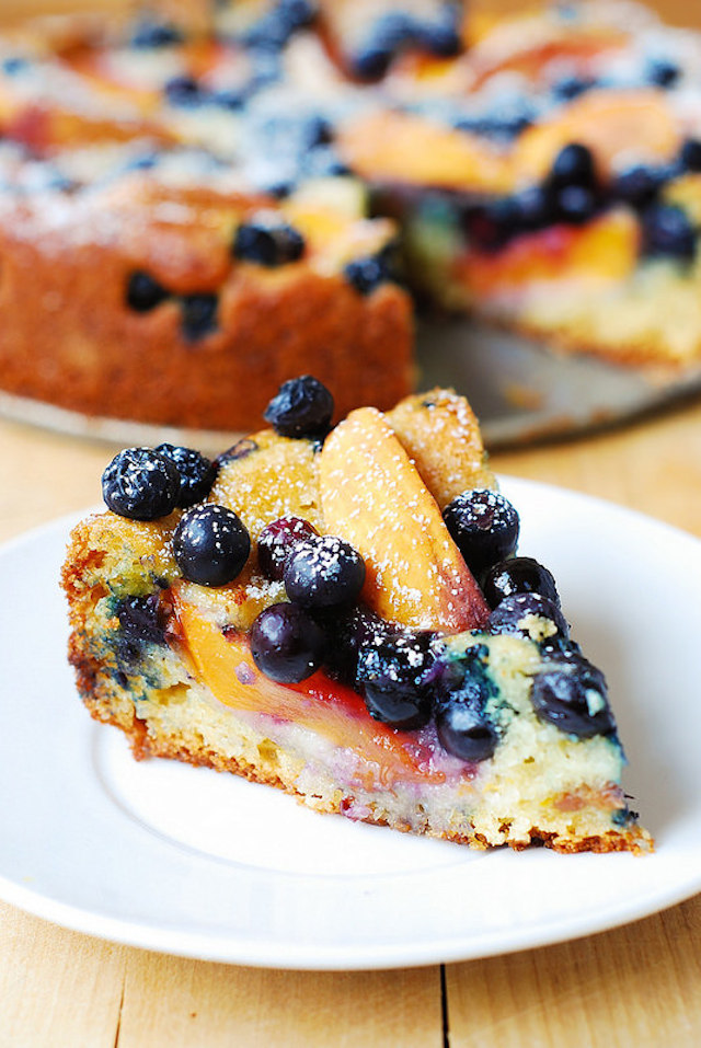 Peach and Blueberry Greek Yogurt Cake