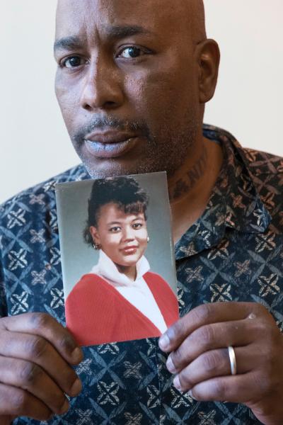 Vernon Turner with a photo of his late wife. Photo credit Joe Marino, New York Daily News