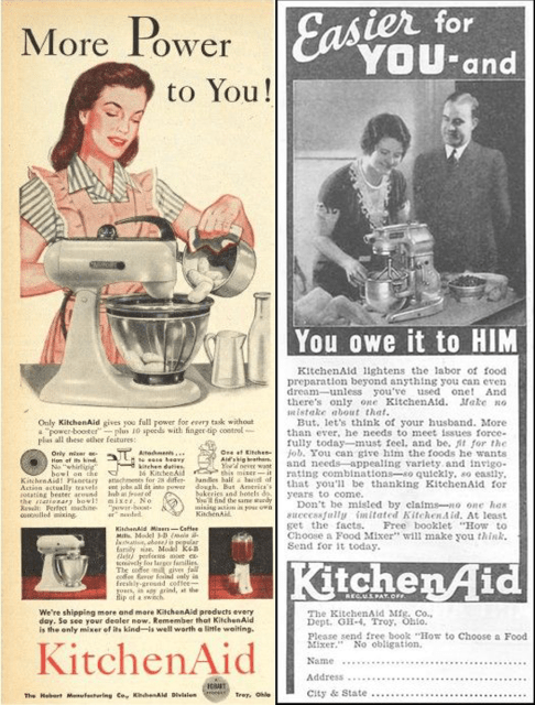 Vintage KitchenAid ads range from kitschy (1946) to horribly sexist (1935).