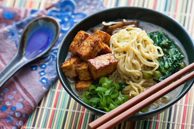 Miso & Shiitake Ramen with Hoisin-Glazed Tofu