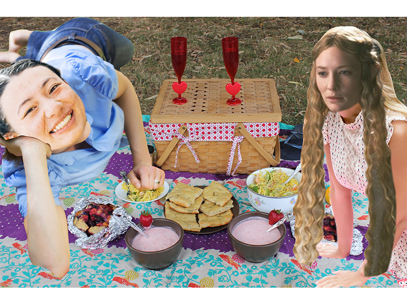 laura and galadriel on a picnic