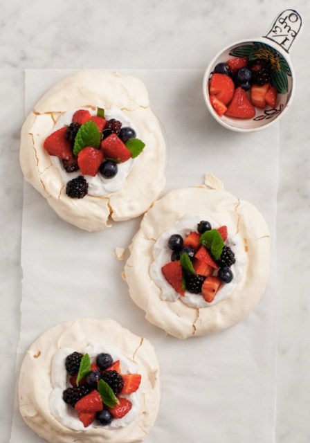 Pavlovas with Lemon Coconut Cream