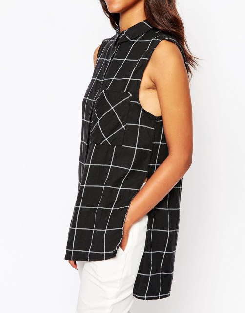 Daisy Street Grid Print Top