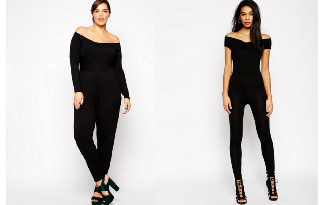 ASOS Curve Exclusive Bardot Jumpsuit on sale for $33.00, ASOS Bodyfit Jumpsuit With Wrap Bardot $44.79