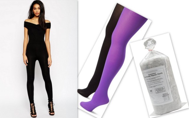 MUSIC LEGS Opaque Solid Tights in Black and Purple $9.00 per pack of 2, Eco-Friendly Recycled Fiberfill $10.87.