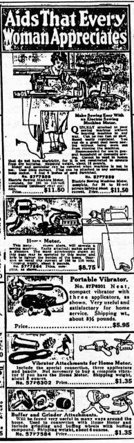 Portable vibrator ad, Sears catalogue, 1915.