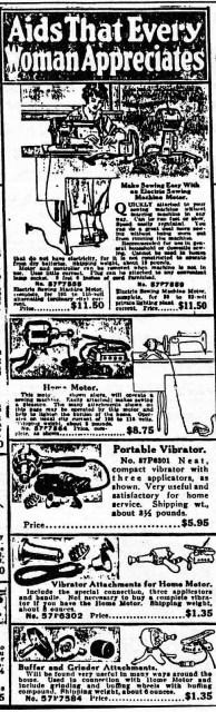 Portable vibrator ad, Sears catalogue, 1915.