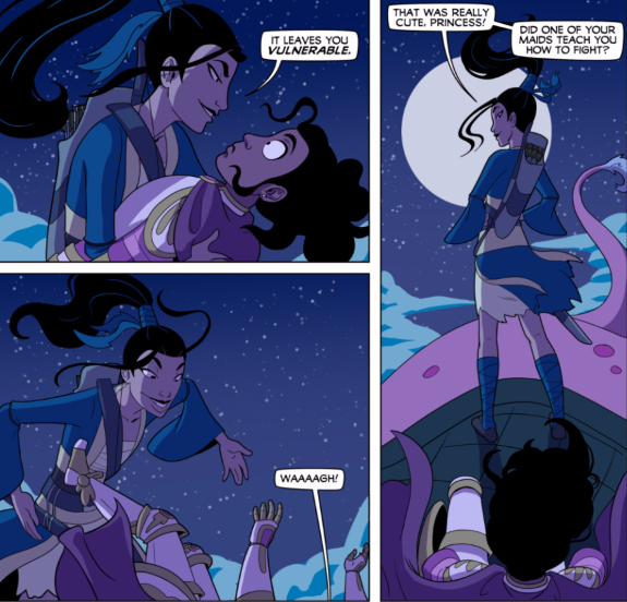 From Princeless: Raven the Pirate Princess #2, art by Rosy Higgins and Ted Brandt.