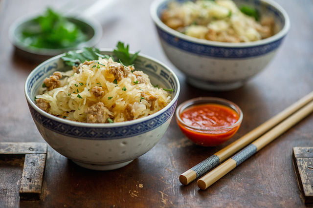 Baked Sriracha Spaghetti Squash with Turkey