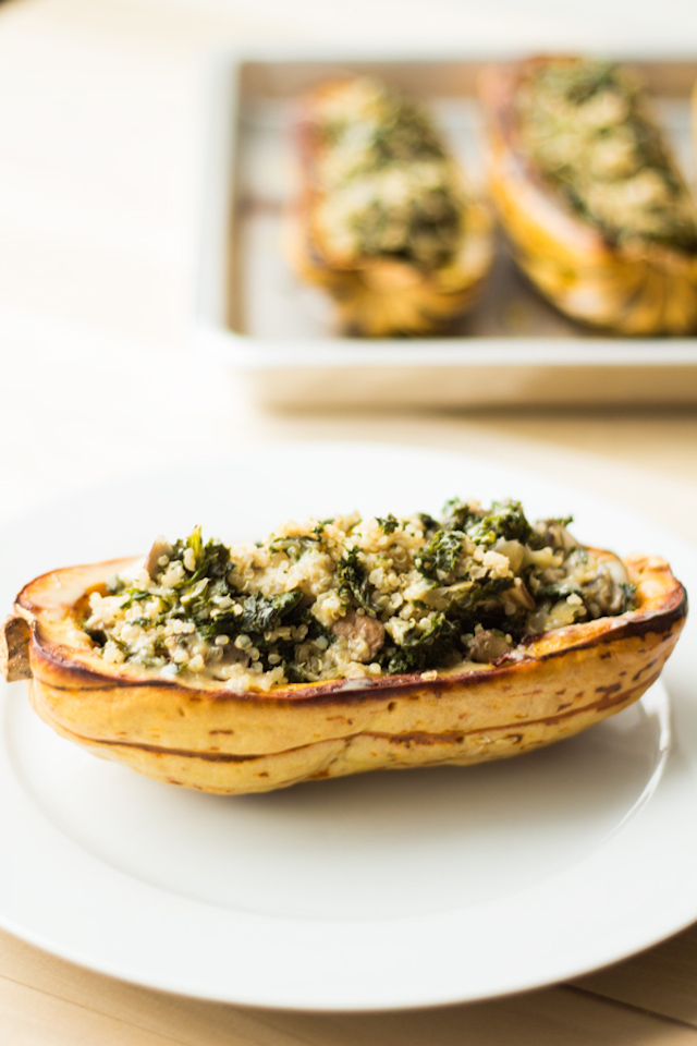 Kale Quinoa Stuffed Delicata Squash