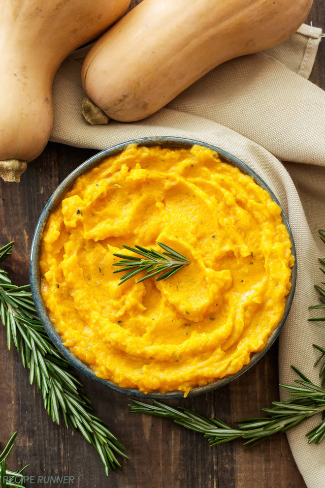 Mashed Butternut Squash with Goat Cheese and Rosemary