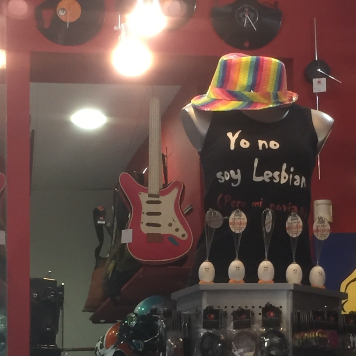 Found some cool fashion - translates to “I’m not a lesbian but my girlfriend is”