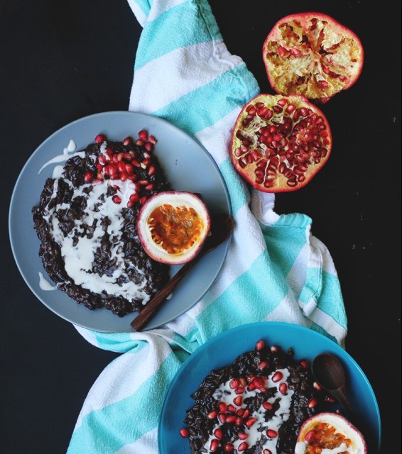 Black Sticky Rice with Pomegranate + Passionfruit