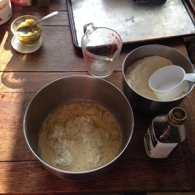 These are all of the vegan masa ingredients in a bowl.