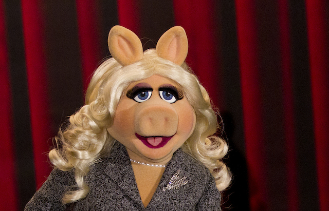 Muppet character Miss Piggy poses during a photocall promoting the movie 'The Muppets' in Berlin January 18, 2012. REUTERS/Thomas Peter (GERMANY - Tags: ENTERTAINMENT HEADSHOT) - RTR2WG5J