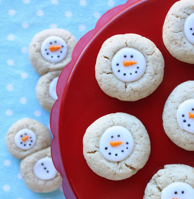 Thumbprint Snowman Cookies