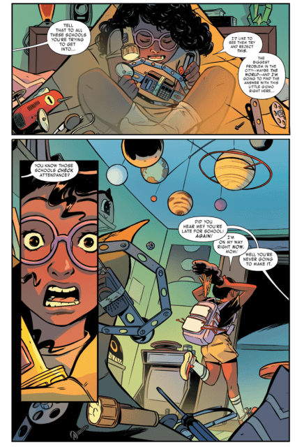 Look at how adorable Lunella is! Art by Natacha Bustos, colors by Tamra Bonvillain.